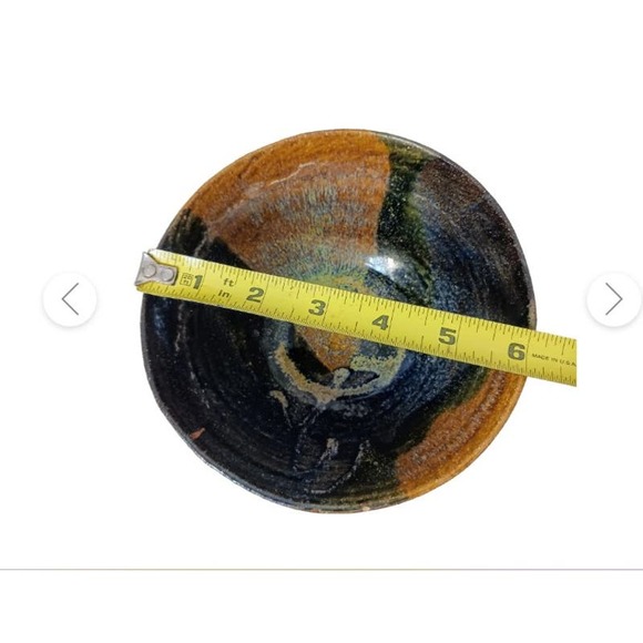 Pottery Bowl Neutral Earthy Browns Half Half Dip Glazed Signed Artisan Vintage - Picture 12 of 12